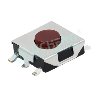 6.2mm×6.4mm红色按钮 五脚（立式贴片）轻触开关