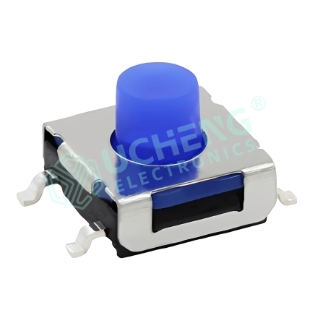 6.25mm×6.4mm蓝色硅胶按钮 四脚（立式贴片）轻触开关