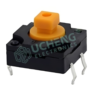 12×12mm IP67 4-Pin Vertical DIP Tact Switch with Square Actuator