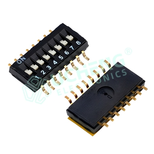 1.27mm Pitch 1-10 Positions Flat Actuator Vertical SMT DIP Switch