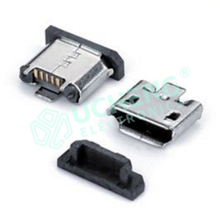 Micro 5P 180度立式贴片SMT5.85H有柱卷边