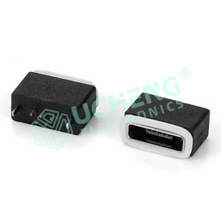 MICRO USB 5P母座防水DIP立式插板180度