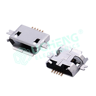 MICRO 5P 母座沉板两脚全贴卷边1.0 1.6