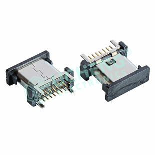 TYPE-C 16P立插 双排针H=8.8  脚长2.0 针长1.6mm 有柱
