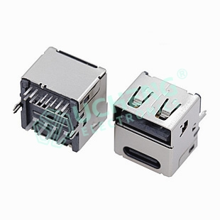 TYPE-C 14P+单面插USB 二合一 插件双层母座