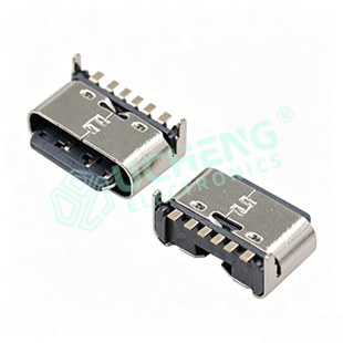 TYPE-C 6P板上后两脚上DIP+SMT露舌端子5.0L