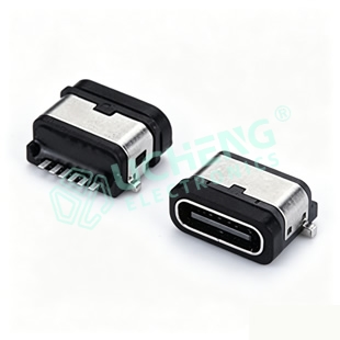 TYPE-C 6P沉板0.55两脚插板SMT8.2L 防水IPX7