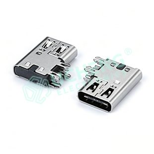 TYPE-C 6P侧插90度DIP带弹片13.5L