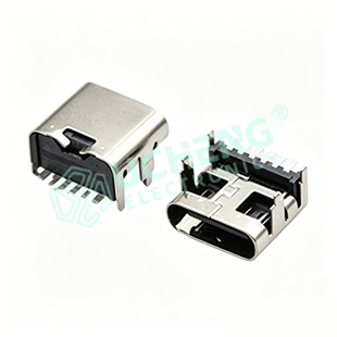 TYPE-C 6P板上四脚垫高1.6DIP+SMT6.8L