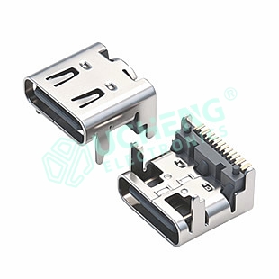 TYPE-C 16P卧式贴片 垫高母座 加高1.6