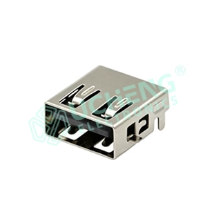 USB 2.0AF 沉板90度直边带支架短脚