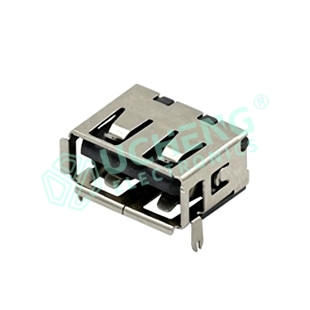 USB 2.0AF 90度前两脚卷边贴板