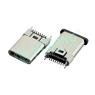 TYPE-C 16P公头 立式贴片白胶11.9快充接口