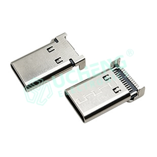 TYPE-C 24P沉板公头 双排贴片 铆合款 L13.75