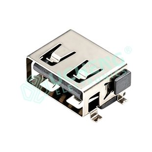 USB 2.0AF 短体10.0四脚全贴 直边6.3