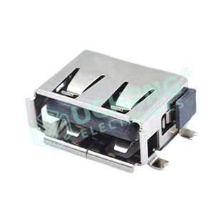 USB 2.0AF 短体10.0四脚全贴 卷边边6.3
