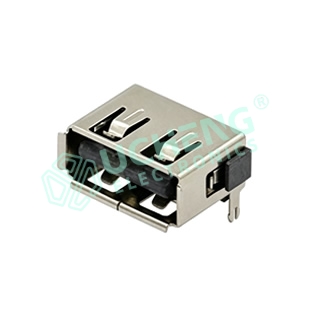 USB 2.0AF 90度后两脚卷边贴板