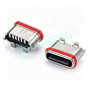Type-C 6P Vertical SMT 2TH 2SMD Reduced Mouth 6.15H IPX7