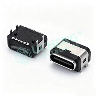 USB Type-C 6Pin SMT Through-Hole Board-Mount 4-Pin, Length 7.85mm, IPX7 Waterproof