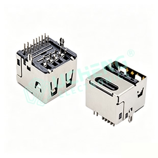 Type-C 14P+USB Double-Sided Plug 2-in-1 DIP Double Layer Socket