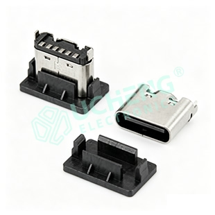 Type-C 6P Vertical SMT Tongue Exposed 5.0/5.5/6.5/6.8H