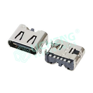 Type-C 6P Board Mount DIP+SMT With Spring Plate 6.8L