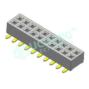 1.27mm Double Row SMT Female Header H2.0 With Locating Pegs