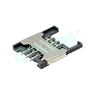 6P Plug-in 1.8H Inner Solder Standard SIM Socket with Bridge Stop