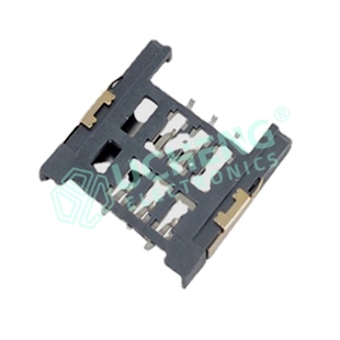 SIM-163Y-SIM卡座 插拔式6P 大卡卡槽 1.8H 连桥带挡式 内焊-