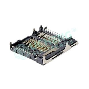 SD-142Y-MICRO SD卡座 TF卡座 自弹垫高2.85H-