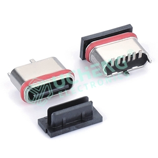 Type‑C 6‑Pin Vertical SMD Waterproof Female Connector, 3‑Leg, Powder Metallurgy Type‑C 6‑Pin Vertical SMD Waterproof Female Connector, 3‑Leg, Powder Metallurgy