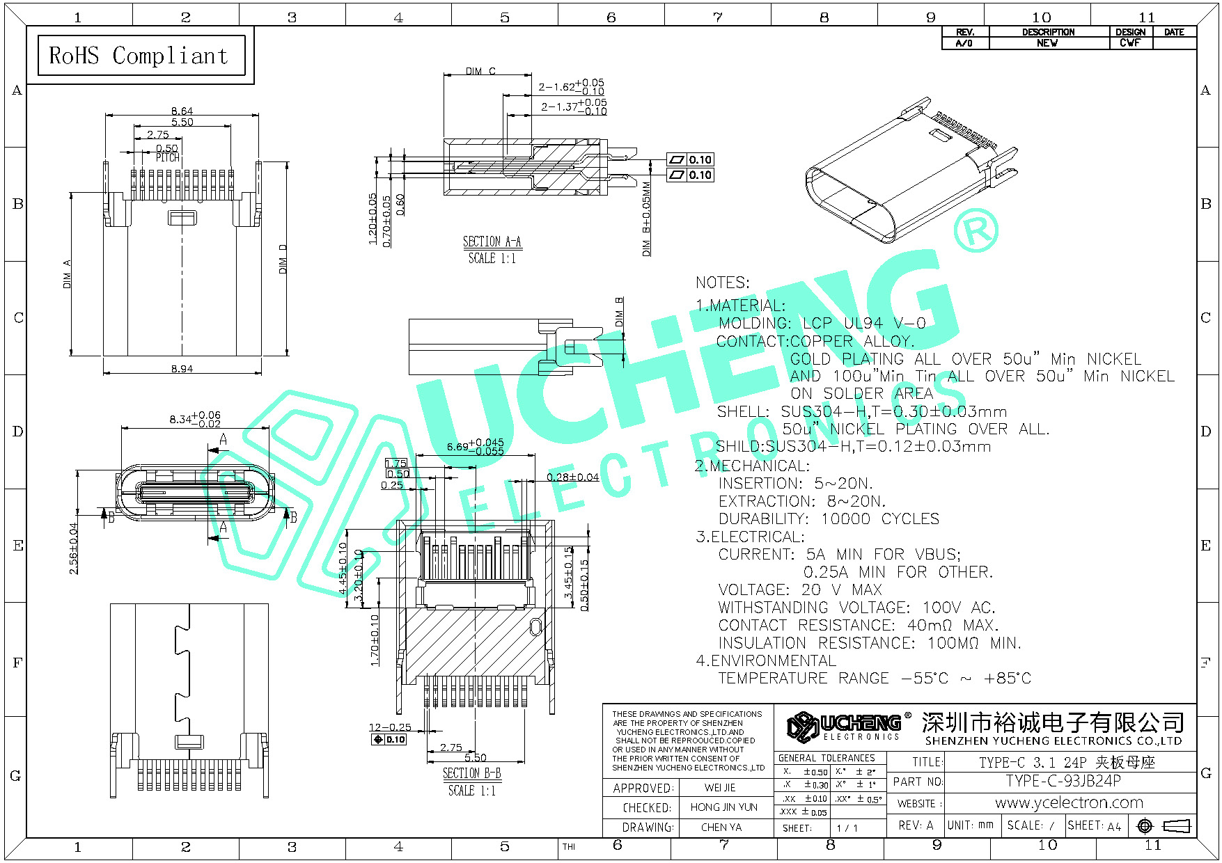 Type-C 3.1 Clamp Socket L9.3 Board 0.8_Shenzhen Yucheng Electronics Co ...