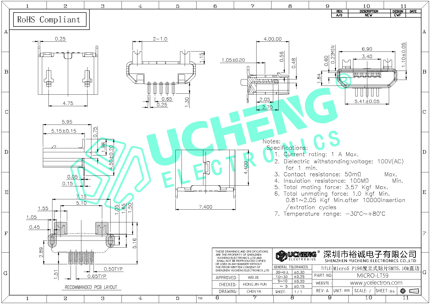 MICRO-LT59-Micro5 P180度立式贴片SMT5